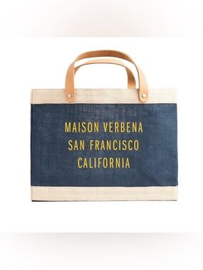 Apolis Global Citizen Maison Verbena Navy & Tan Reusable Market Bag